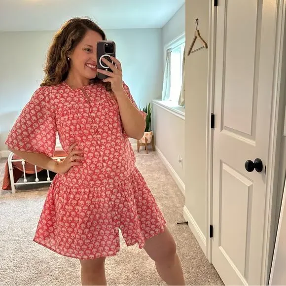 Emerson Fry India Collection Pink Block Printed Floral Mini Dress XS/S - Picture 2 of 10